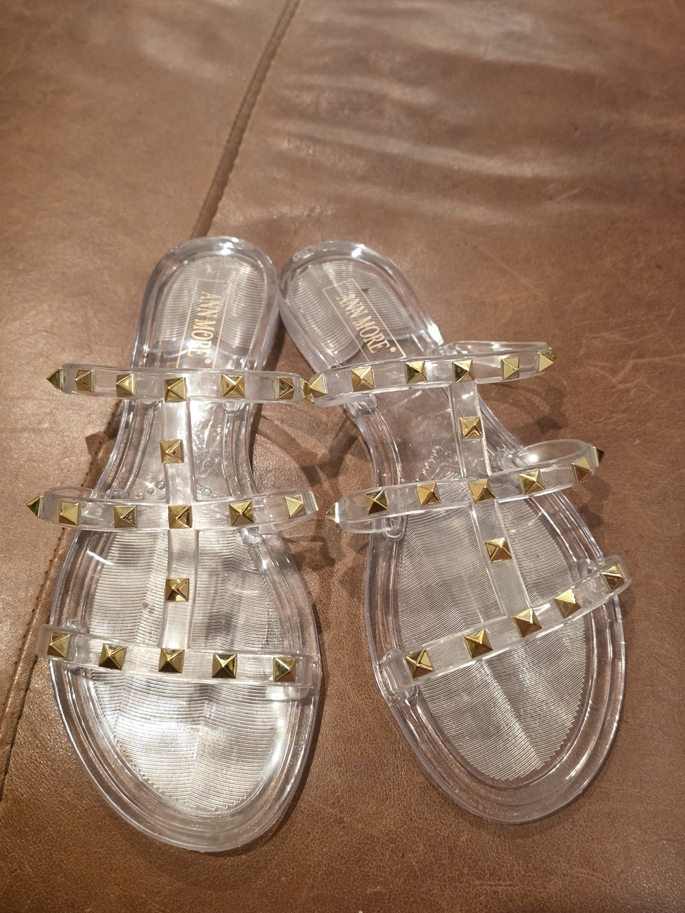 Clear Studded Slide Sandals -